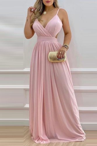 Fashion Solid Color Straight Party Sexy Wedding Guest Dress