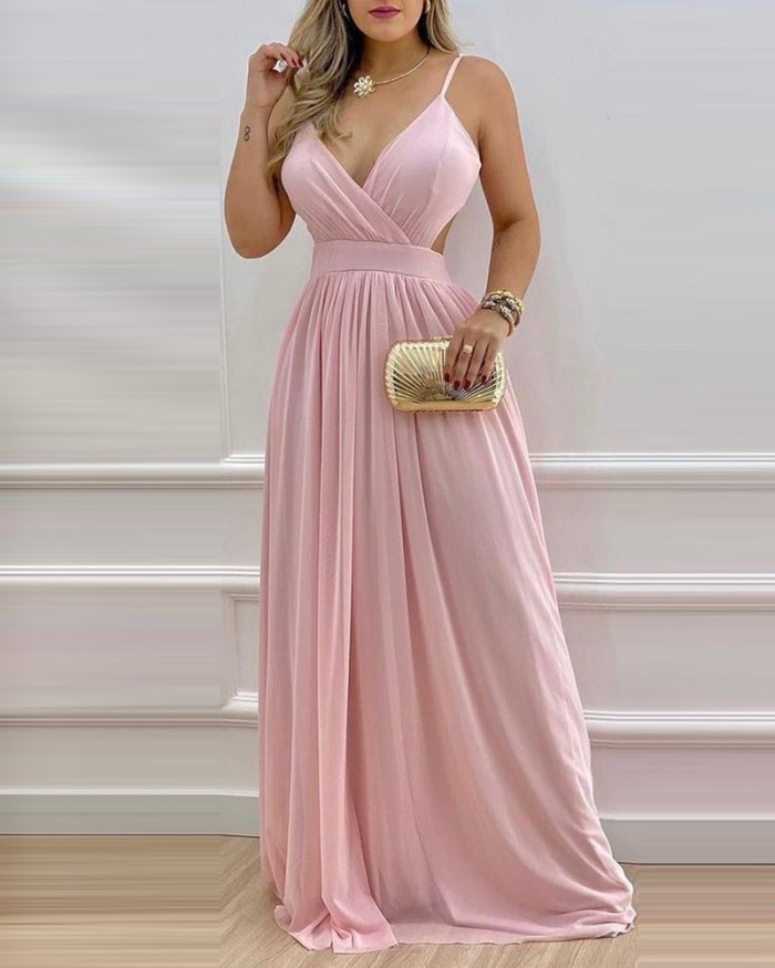 Fashion Solid Color Straight Party Sexy Wedding Guest Dress