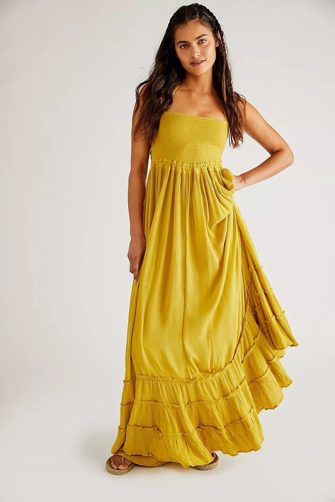 Women's Summer Fashion Sexy Pure Color Mopping Loose  Maxi Dress