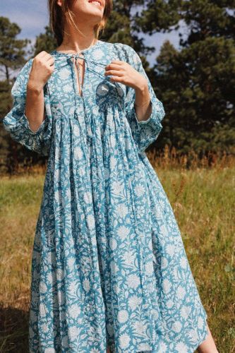 Ladies Floral Fashion Loose Casual Long Sleeve  Maxi Dress