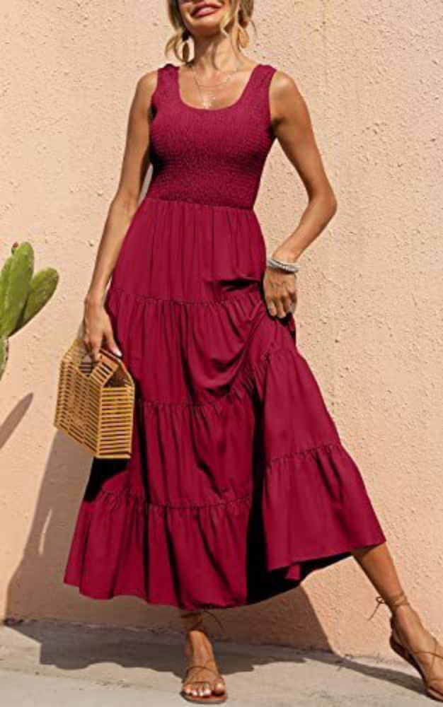 Fashion Elegant Retro Sexy O Neck High Waist  Maxi Dress