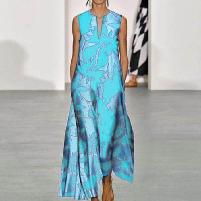 Vintage Floral Print Holiday Elegant Party  Maxi Dress