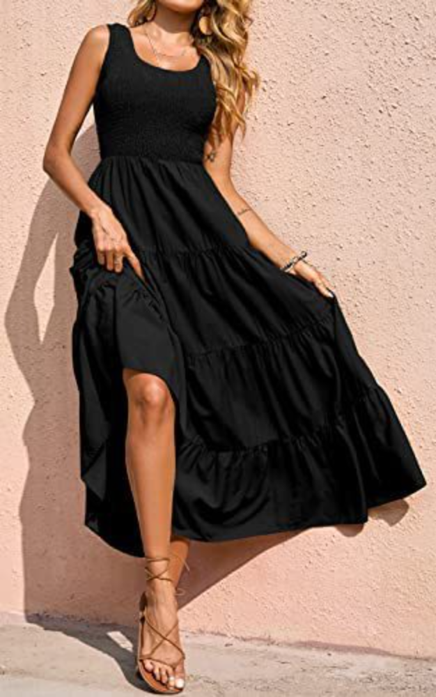 Fashion Elegant Retro Sexy O Neck High Waist  Maxi Dress