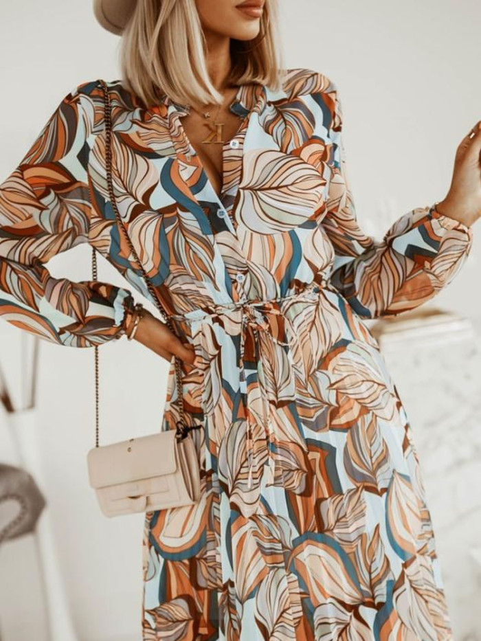 Sexy V Neck Bohemian Elegant Print Retro Fashion Lace Party  Maxi Dress