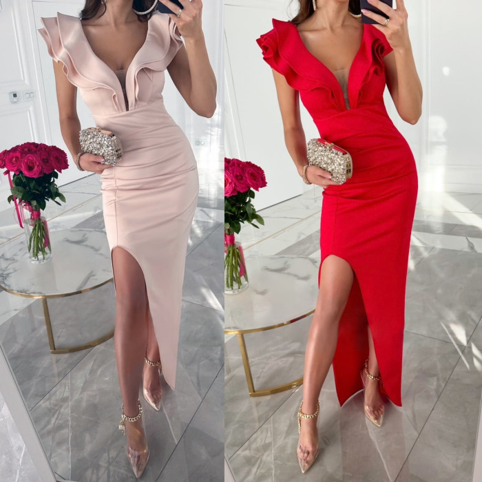 Women's Sexy Casual Slit Fashion Resort  Bodycon Dress