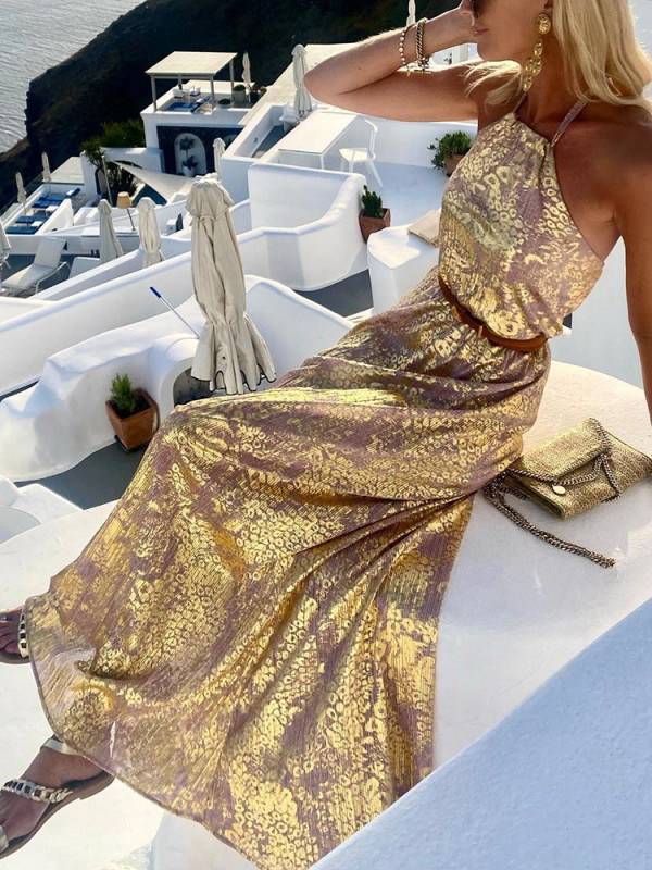 Party Beach Backless Sleeveless Solid Color Elegant Fashion  Wedding Guest Dress