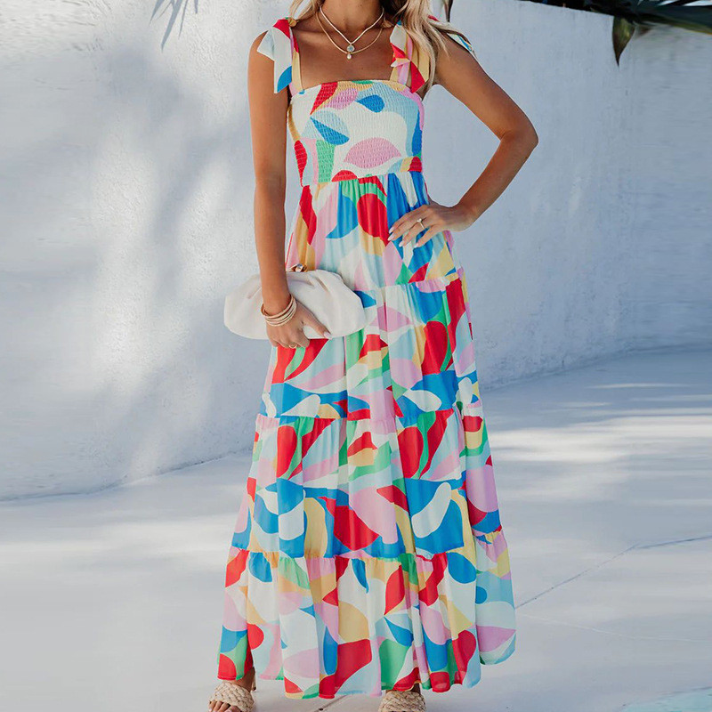 Women Fashion Bohemian Sexy Floral Swing Maxi Dress