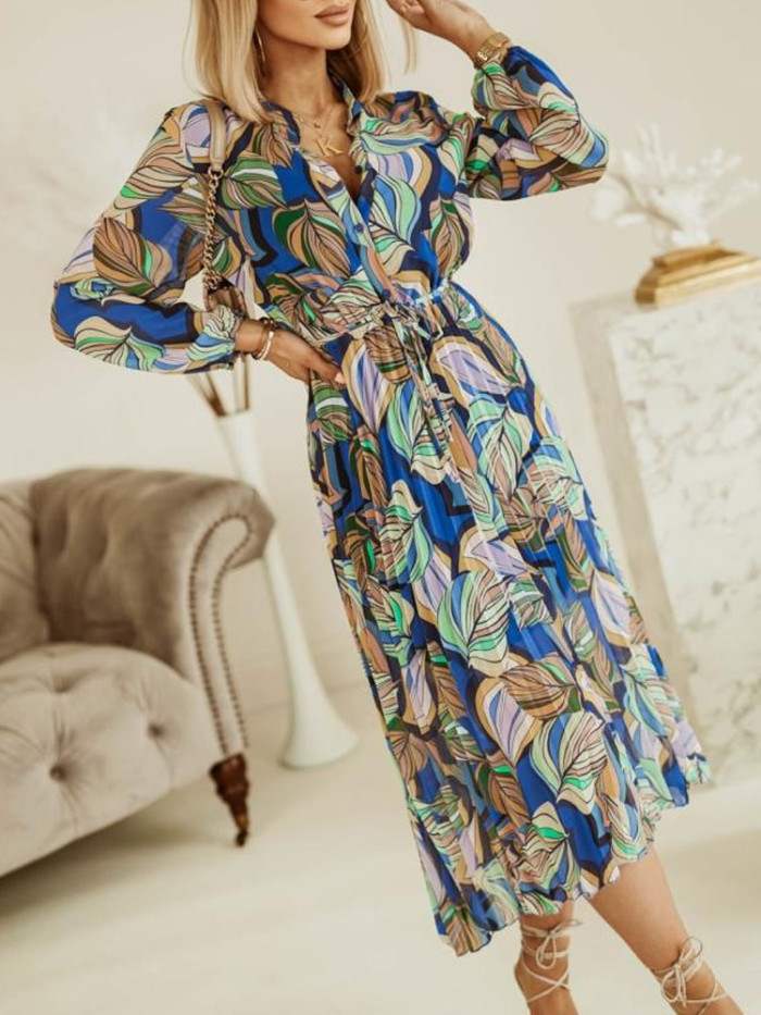 Sexy V Neck Bohemian Elegant Print Retro Fashion Lace Party  Maxi Dress