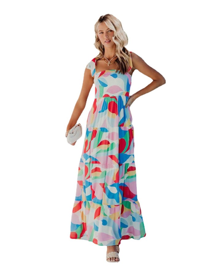 Women Fashion Bohemian Sexy Floral Swing Maxi Dress