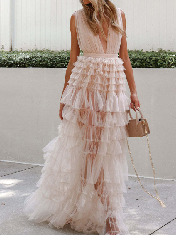 Deep V Neck Slim Off Shoulder Elegant Lace Backless Party Wedding Guest Dress