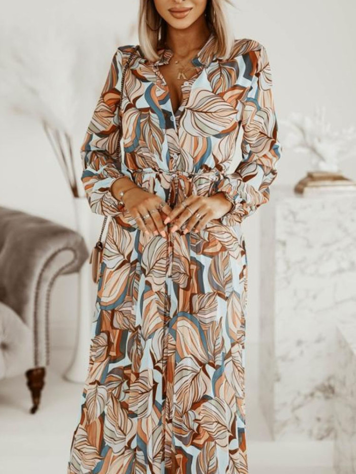 Sexy V Neck Bohemian Elegant Print Retro Fashion Lace Party  Maxi Dress