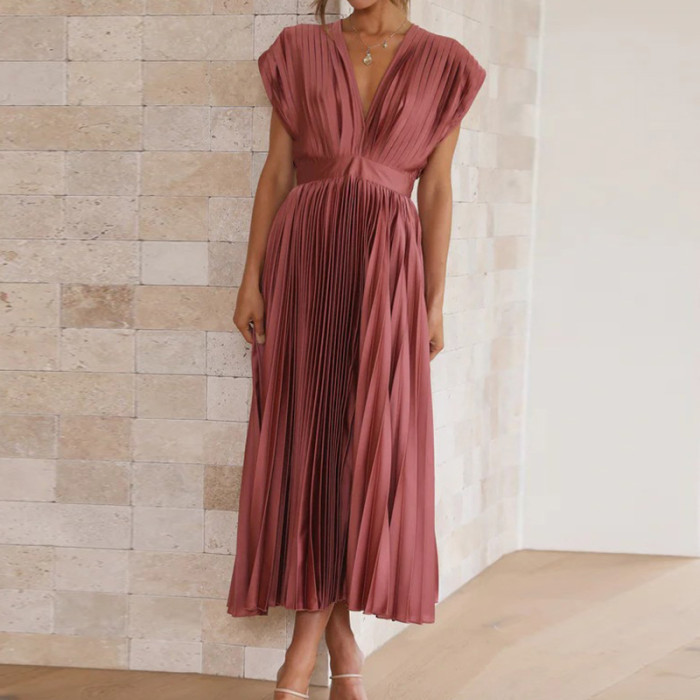 Summer Women's Solid Color Party Strapless Stitching Homewear  Maxi Dress