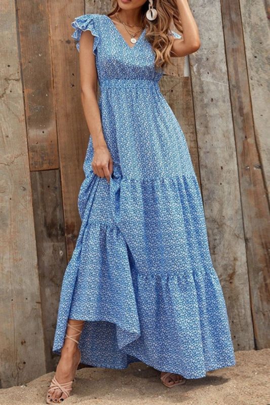 Women's Polka Dot Print Sexy V Neck Vacation Boho  Maxi Dress