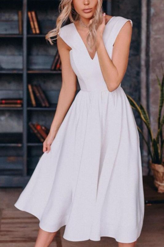 Fashion Women's Elegant V Neck Party  Wedding Guest Dress
