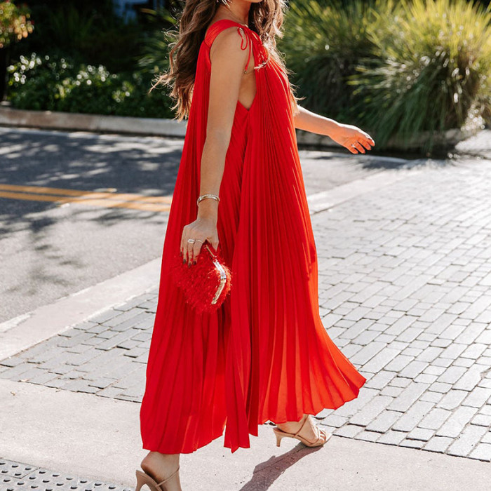One-Shoulder Fashion Loose Party Casual Irregular Elegant Sexy Sleeveless Maxi Dress