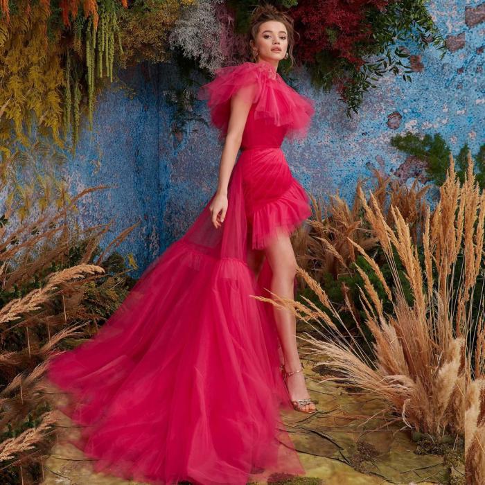Trendy Sheer Sleeveless Puffy A-Line Party Elegant Fashion Wedding Guest Dress