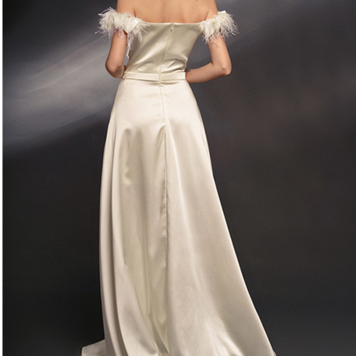 Elegant Strapless V Neck Backless A Line Sexy Party Wedding Guest Dress