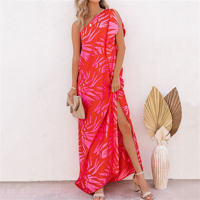 Summer Beach Knitted Irregular One Shoulder Backless Party  Wedding Guest Dress