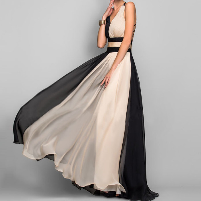 Sexy Fashion Deep V Neck Sleeveless Backless Elegant Strapless  Wedding Guest Dress