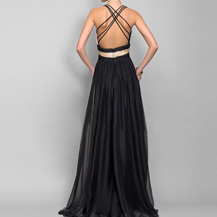 Sexy Fashion Deep V Neck Sleeveless Backless Elegant Strapless  Wedding Guest Dress