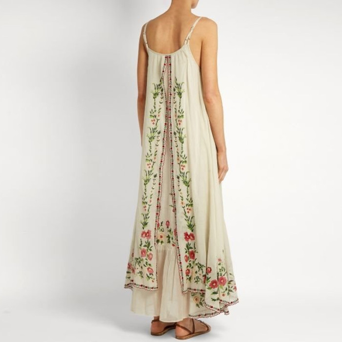 Retro Loose Irregular Print Casual Bohemian Sleeveless Elegant  Maxi Dress
