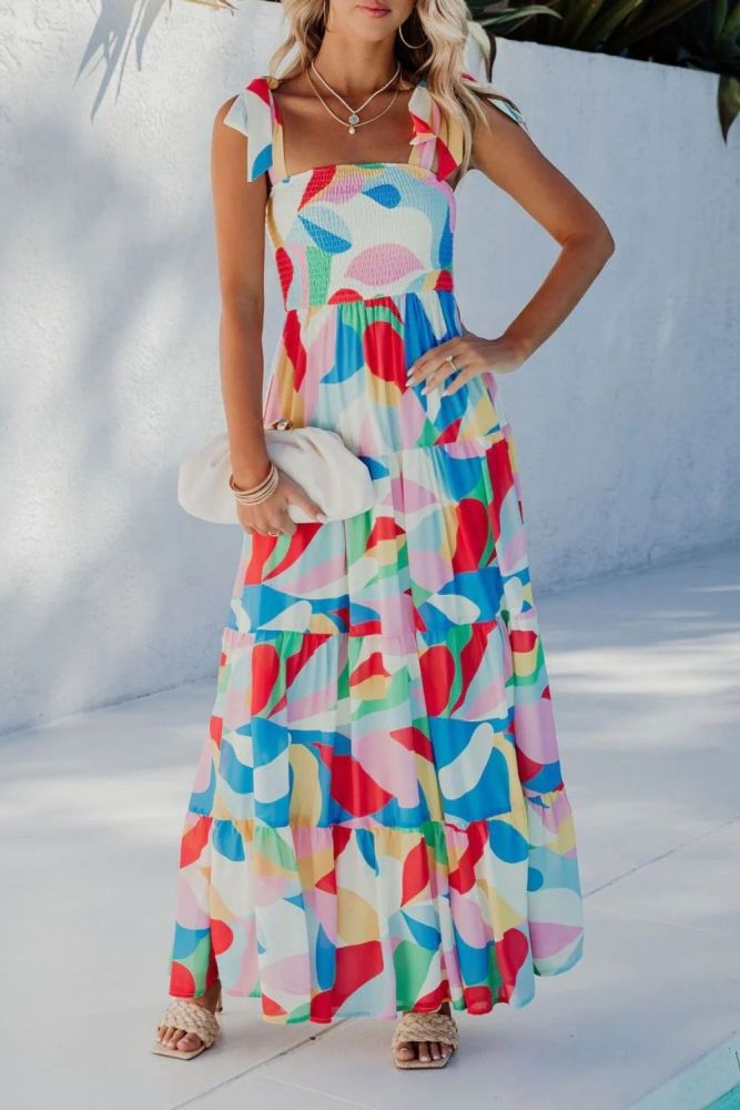 Women Fashion Bohemian Sexy Floral Swing Maxi Dress