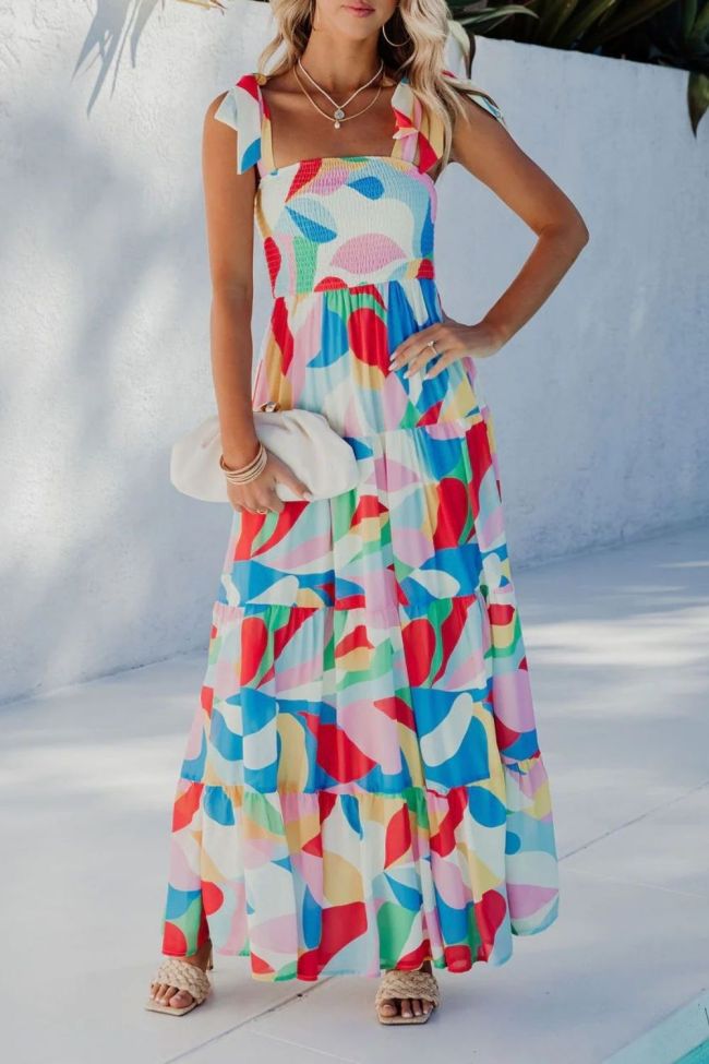 Women Fashion Bohemian Sexy Floral Swing Maxi Dress