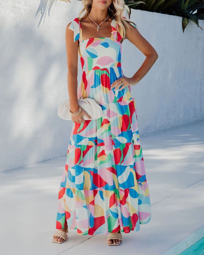 Women Fashion Bohemian Sexy Floral Swing Maxi Dress