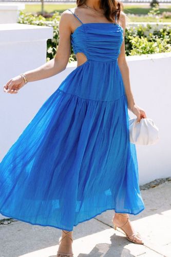 Summer Solid Color Sexy Fashion Bohemian Style Party Dress Maxi Dress