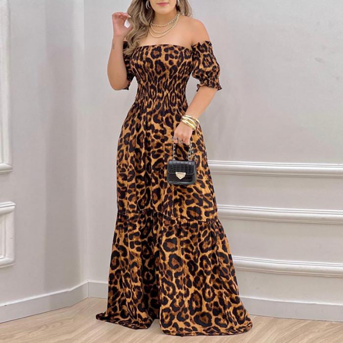 Bohemian Strapless Strapless Elegant Lantern Sleeve High Waist  Maxi Dress