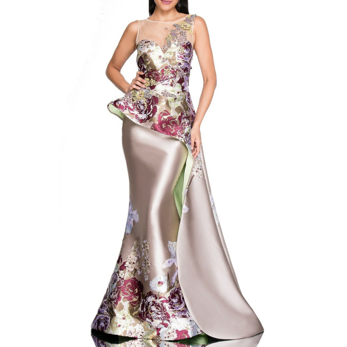 Fashion 3D Floral Embroidery Sexy Prom Elegant Mermaid  Wedding Guest Dress