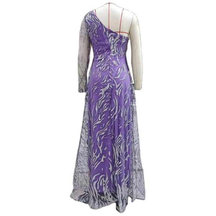 Trendy Bohemian Asymmetrical Sequined Tulle Elegant Party  Wedding Guest Dress