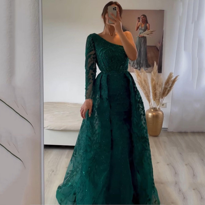 Women's Cross Shoulder Sexy Solid Color Slim Mermaid Party Wedding Guest Dress