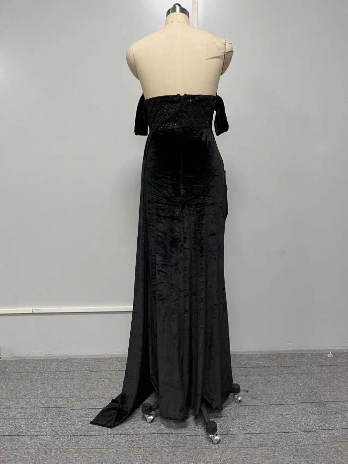 Sexy Sequin Backless Party Elegant Vintage Maxi Wedding Guest Dress
