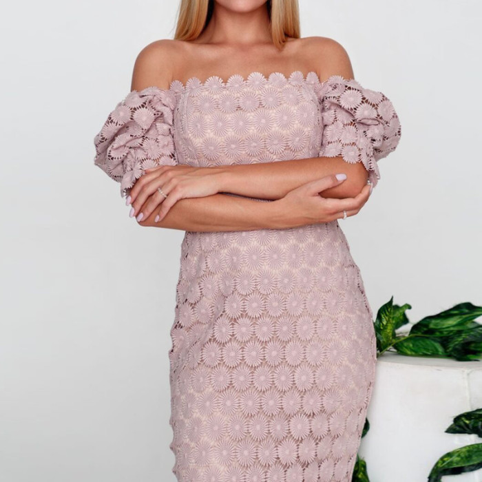 Fashion Hollow Slim Square Neck Elegant Solid Color Backless Bodycon Dress