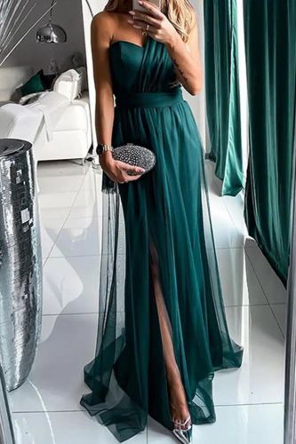 Fashion Solid Color One Shoulder Sexy Elegant Party  Wedding Guest Dress