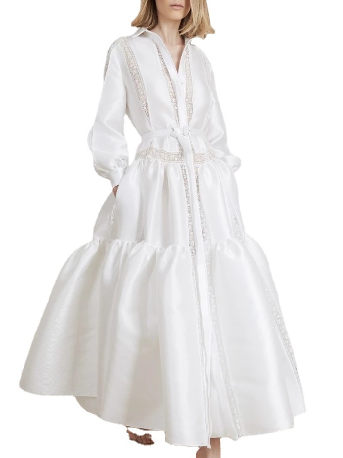 Fashion V Stand Neck Full Sleeve Formal Party Gown Boho  Maxi Dress