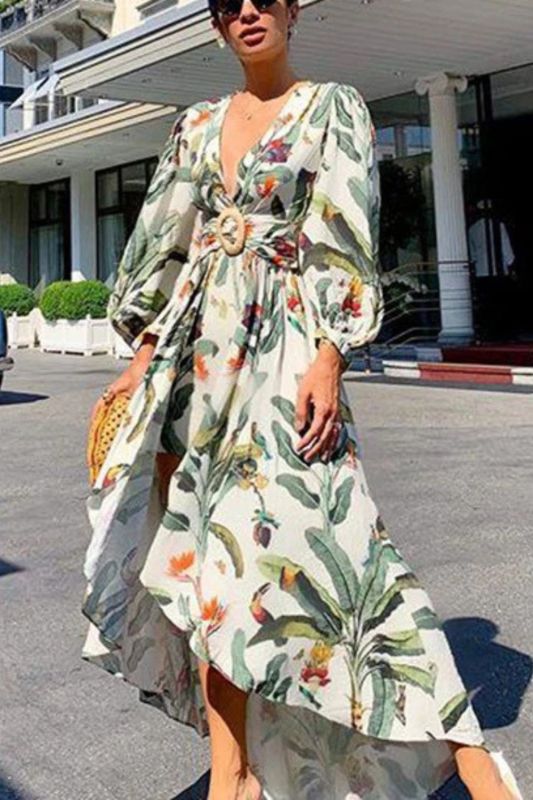 Sexy One Shoulder Fashion Bohemian Style Party Print Wedding Guest Dress