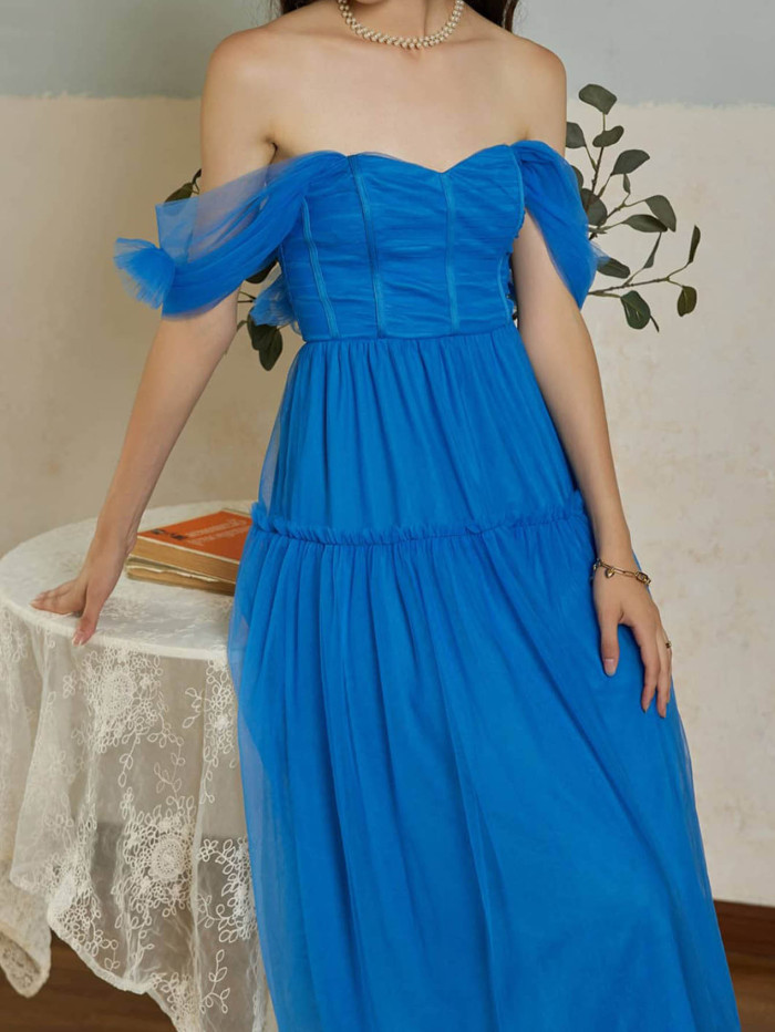Off Shoulder Sexy Tulle Wedding Party Bandeau Fashion Party Wedding Guest Dress