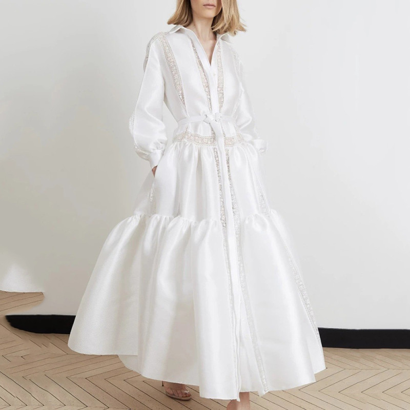 Fashion V Stand Neck Full Sleeve Formal Party Gown Boho  Maxi Dress
