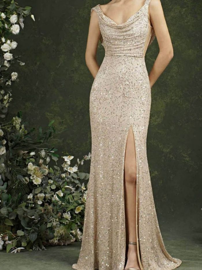 Sexy Solid Color Camisole Slit Fashion Party Evening  Wedding Guest Dress