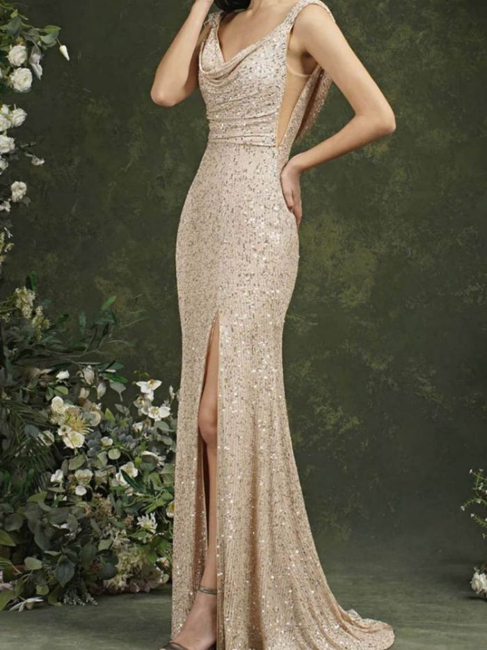 Sexy Solid Color Camisole Slit Fashion Party Evening  Wedding Guest Dress