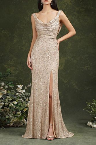 Sexy Solid Color Camisole Slit Fashion Party Evening  Wedding Guest Dress