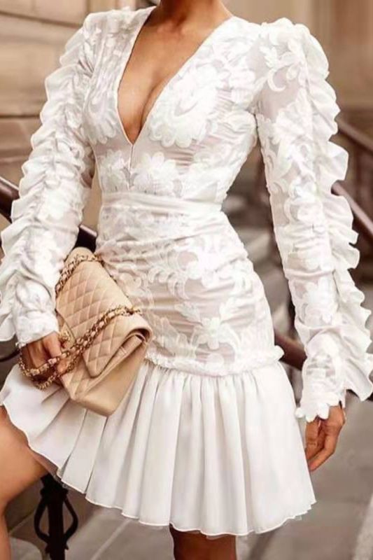 Women Fashion Sexy Embroidery Sexy Lace Casual Dress