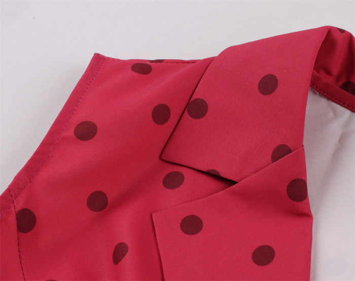 Sleeveless Vintage Elegant Swing Polka Dot Print '50s Mid Length Wedding Guest Dress