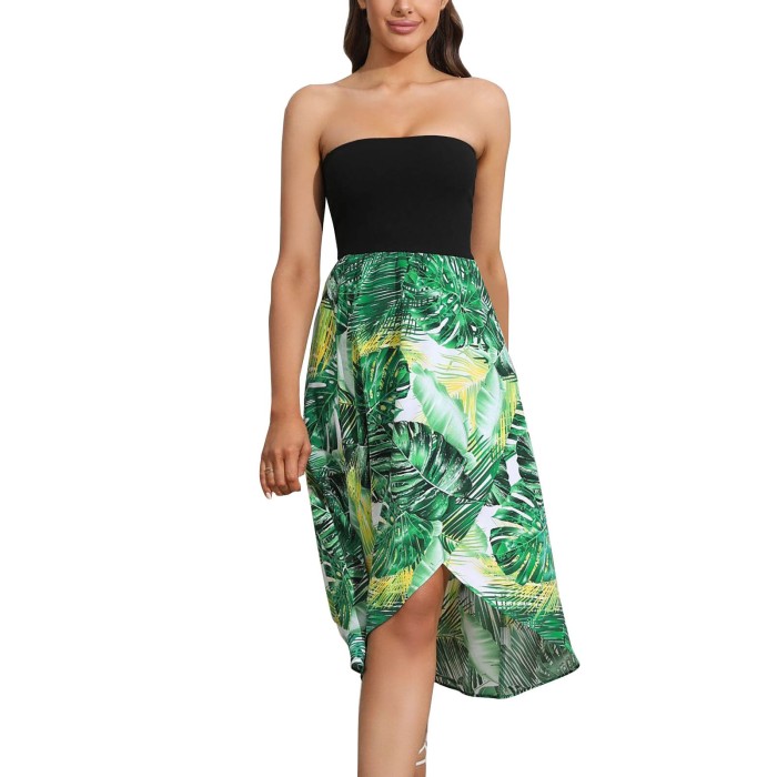 Sleeveless Backless Casual Bandeau Floral Print Formal Dresses