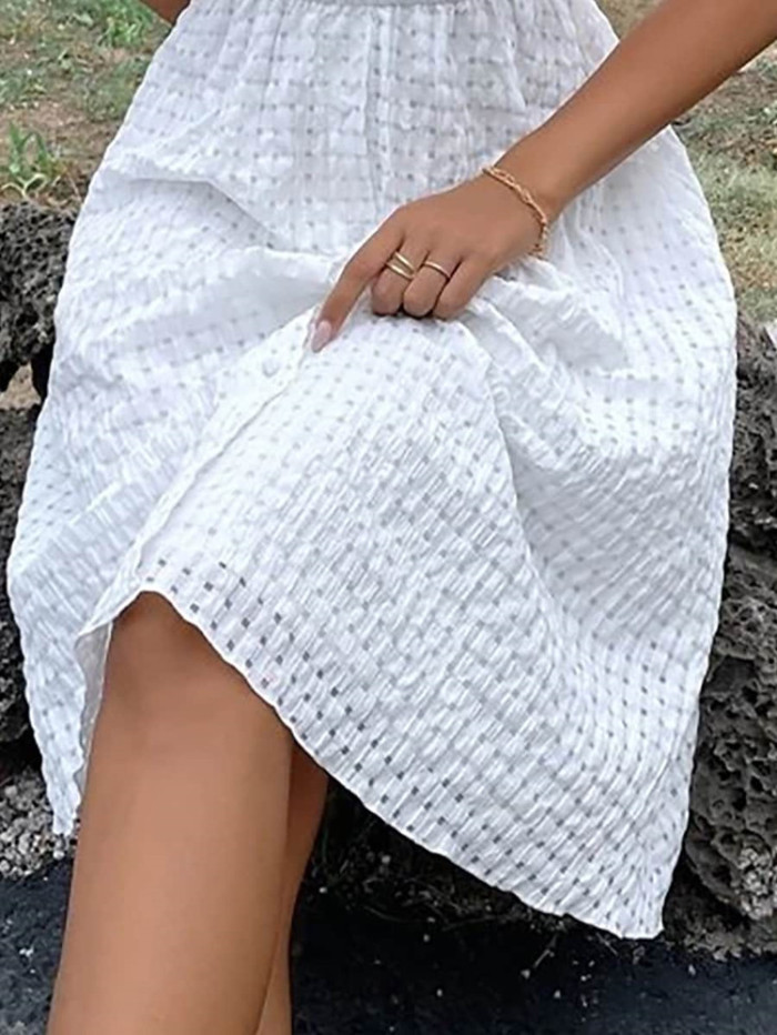 Women's Deep V Neck Solid Color Sexy Fashion Bohemian Casual Dress