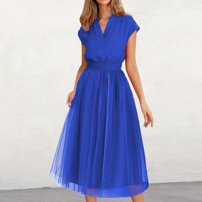 Trendy Solid Color Tulle Ball Fitted Formal Wedding Guest Dresses