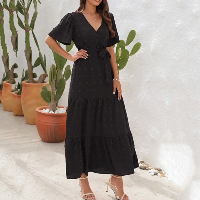 Women's Elegant V Neck High Waist Camisole Casual Fashion  Maxi Dress