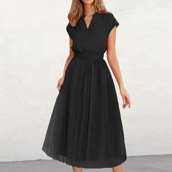 Trendy Solid Color Tulle Ball Fitted Formal Wedding Guest Dresses